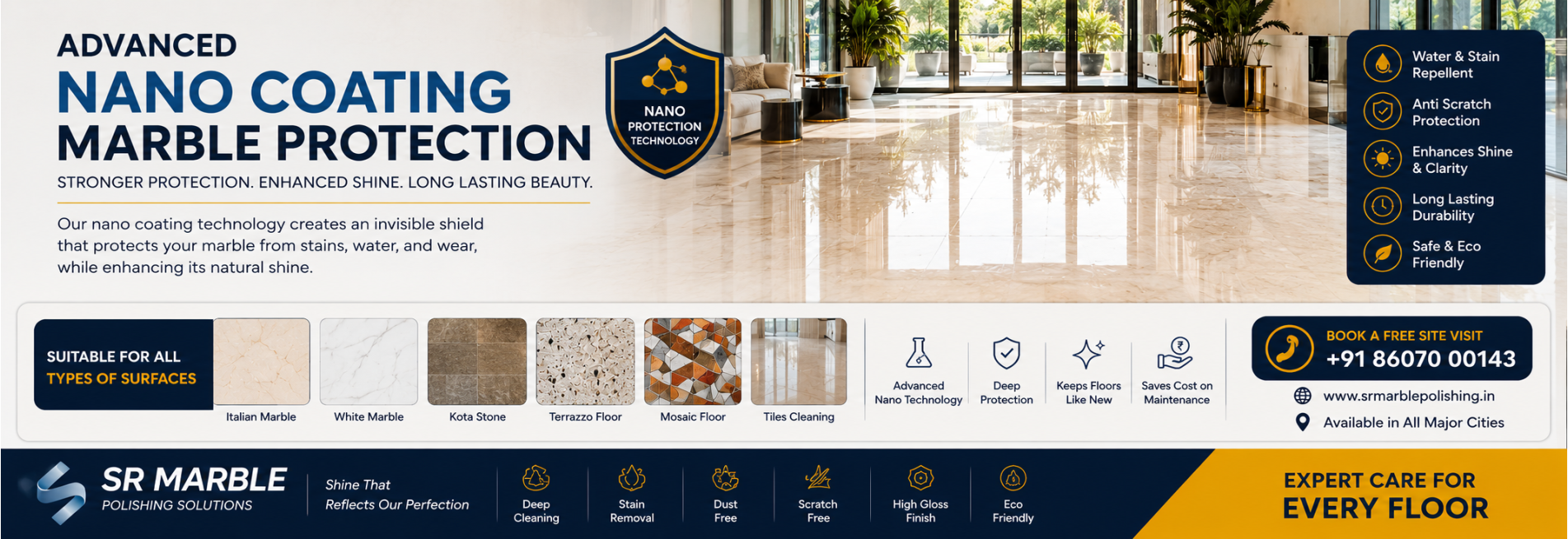 Get your floor mirror like shine with our Diamond Polishing.